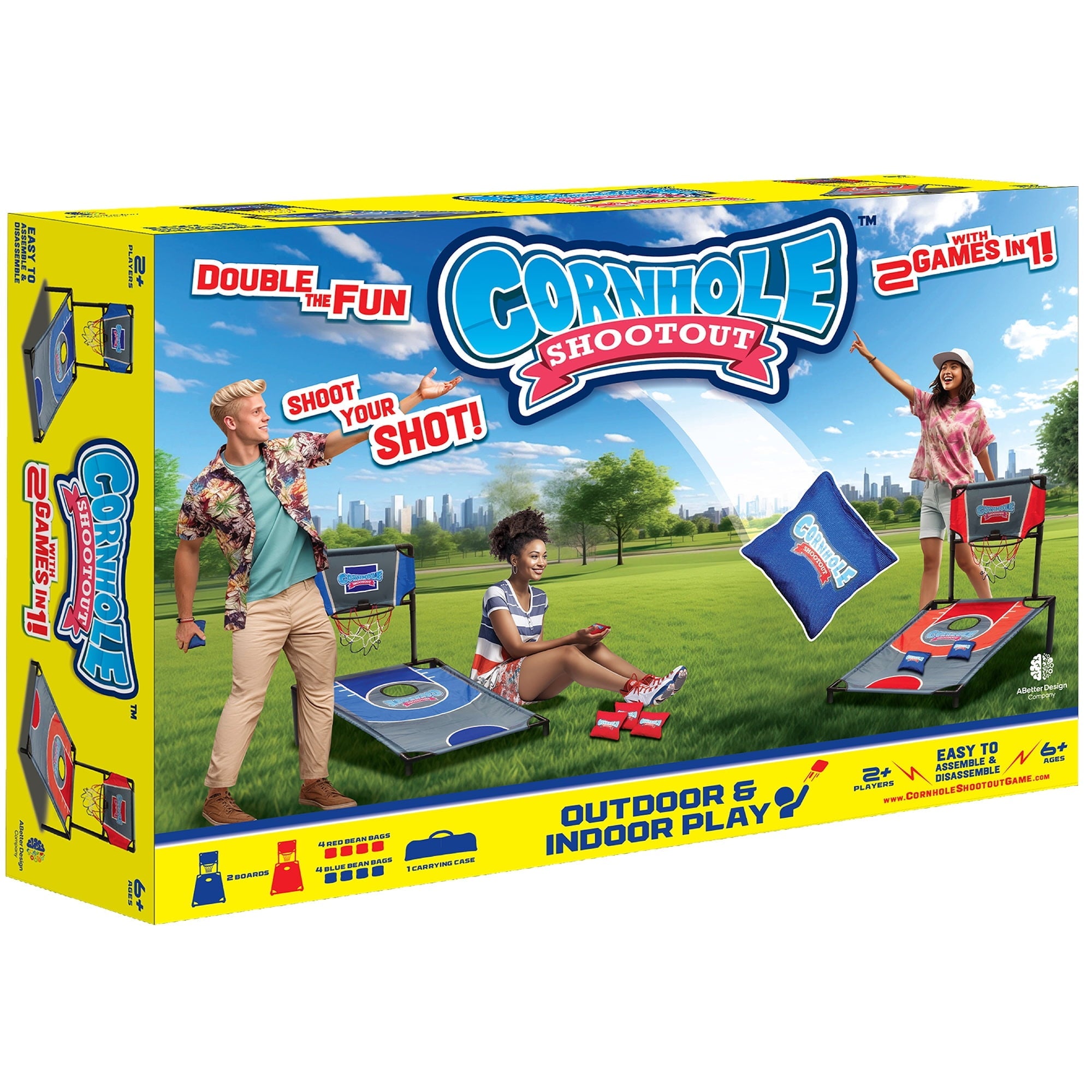 ABetter Design: Cornhole Shootout - 2-In-1 Games, Basketball Meets Cornhole, Yard Sports Play, Carry Bag, Bean Bags, Indoor/Outdoor, Family Ages 6+