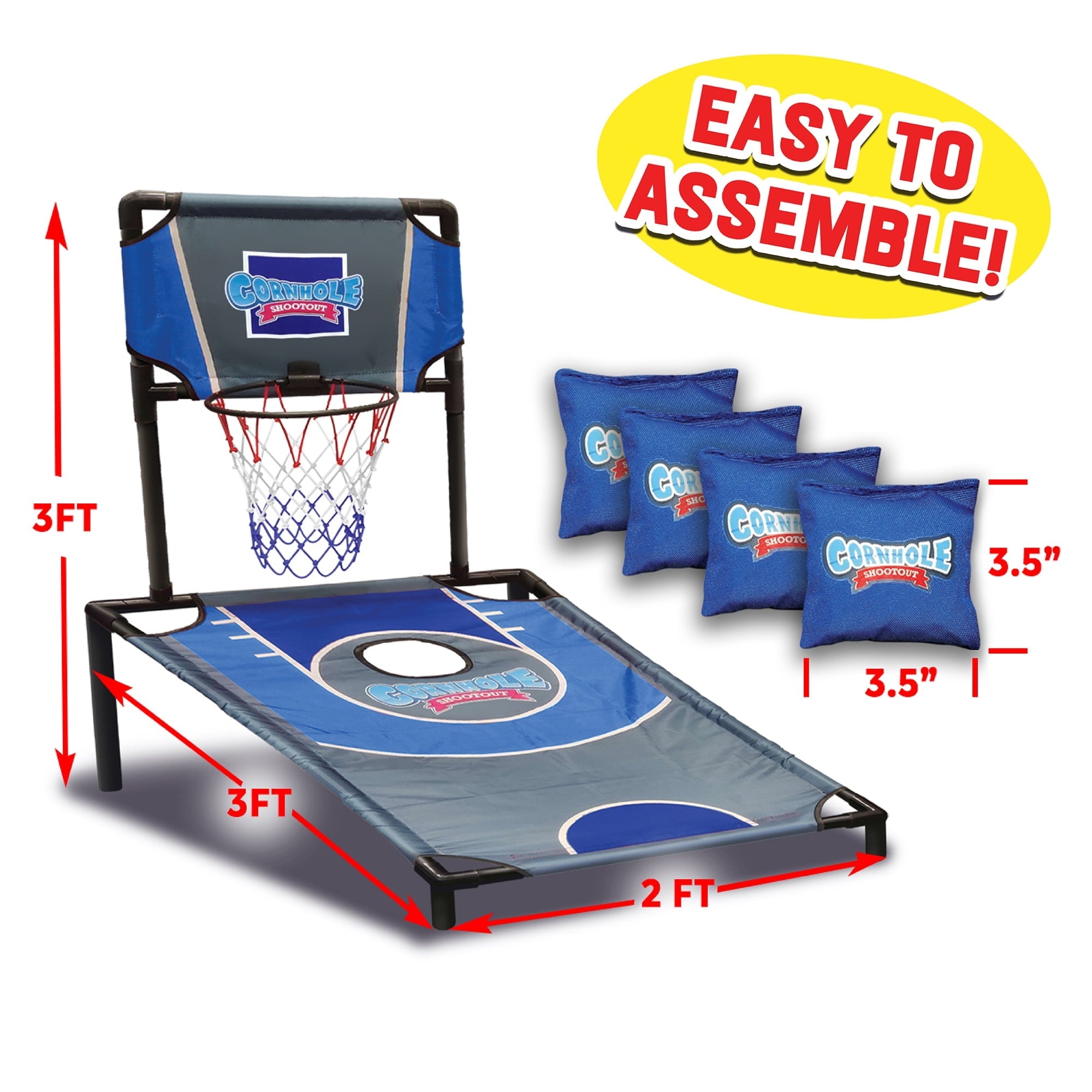 ABetter Design: Cornhole Shootout - 2-In-1 Games, Basketball Meets Cornhole, Yard Sports Play, Carry Bag, Bean Bags, Indoor/Outdoor, Family Ages 6+