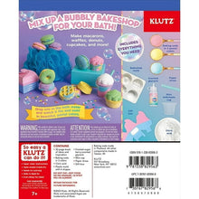 Hardcover bath bomb bakery book with colorful kit cover and product details panel