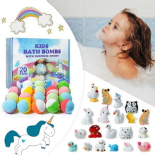 Kids bath bombs gift pack with colorful bath bombs and surprise animal toys