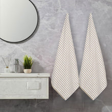 2-piece bath towel set, beige checkered textured towels