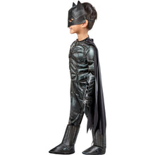 Toddler Batman costume profile: bat mask, gold belt, armored gray-black suit and cape