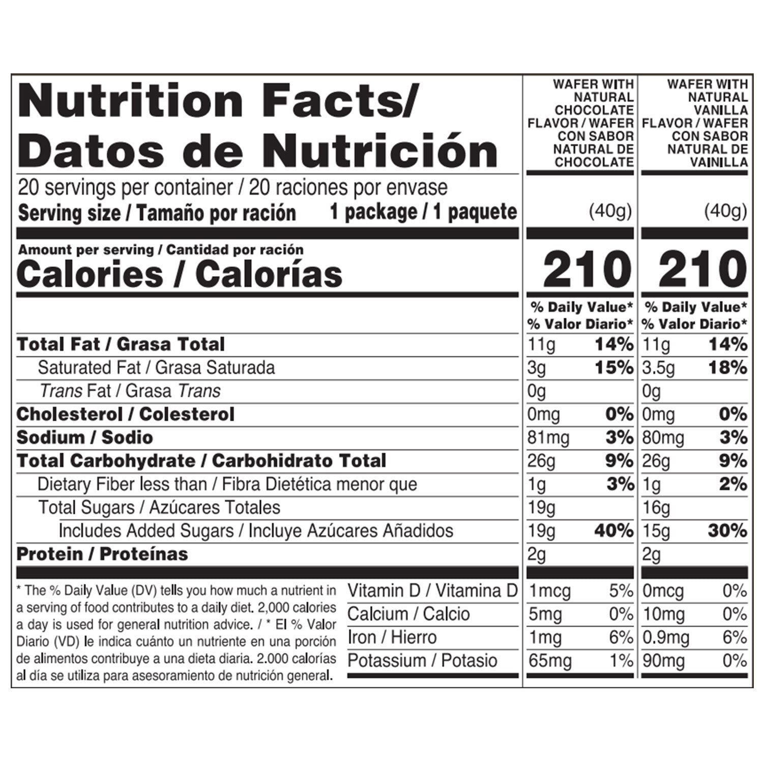 Bauducco Wafer Tub, 20 pk.