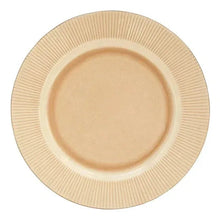 Sand ribbed ceramic dinner plate with raised inner rim