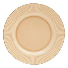Sand ribbed ceramic dinner plate with raised center ring