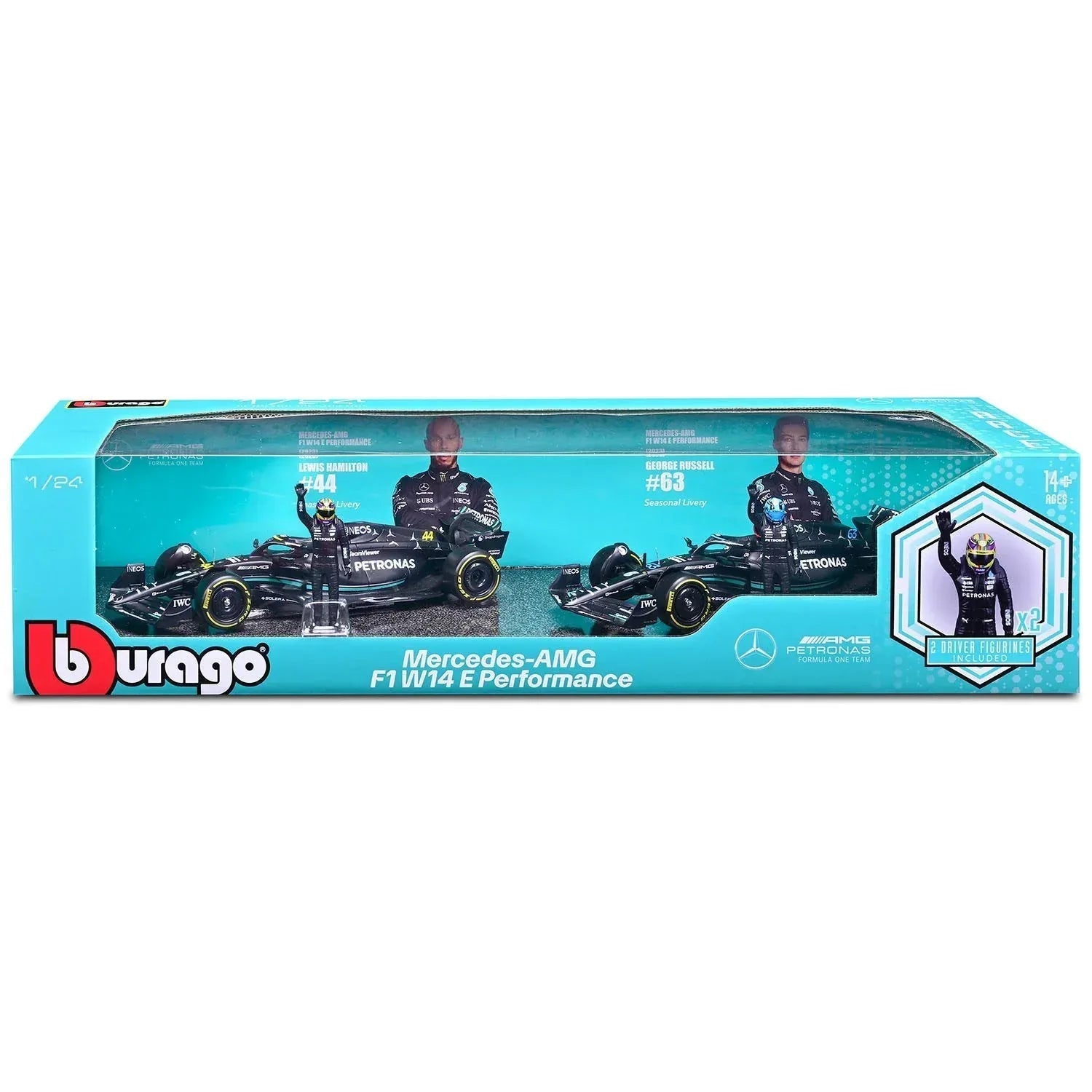 Bburago Formula One Racing 1:24 Race Cars with Driver Figures, 2 pk.