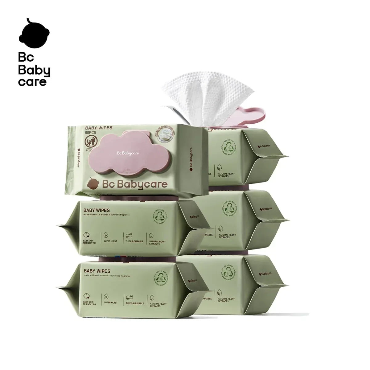 Bc Babycare Sensitive Baby Wipes Unscented, XL Extra Thick,Hypoallergenic,99% Water - USA MEGA SHOP