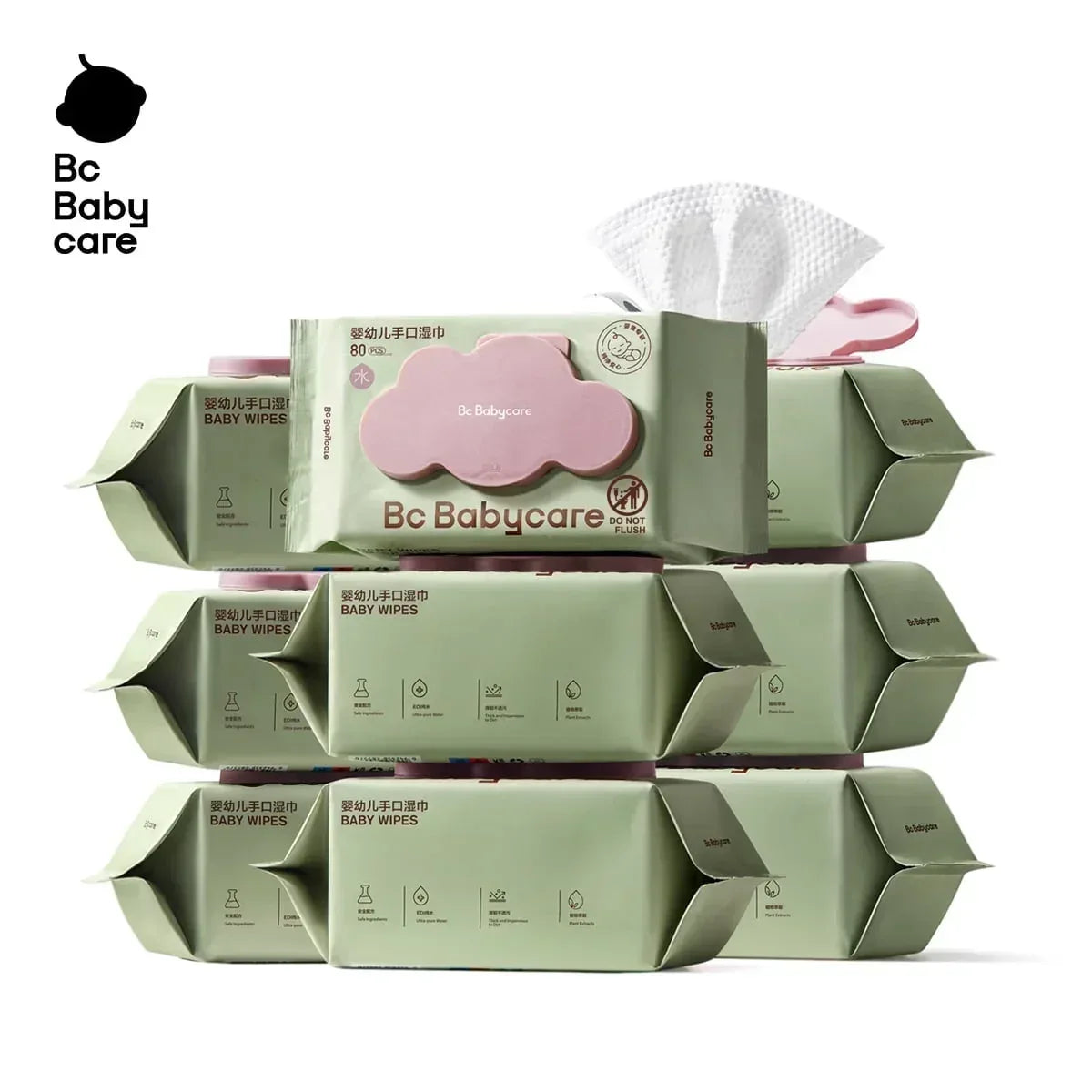 Bc Babycare Sensitive Baby Wipes Unscented, XL Extra Thick,Hypoallergenic,99% Water - USA MEGA SHOP