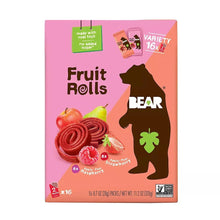 Fruit Roll strawberry & raspberry snack variety pack, 16-count box with bear logo