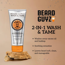 Beard Guyz 2-in-1 wash & tame conditioner tube with label and orange base