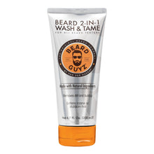 Beard Guyz 2-in-1 wash & tame conditioner tube, white with orange cap and logo