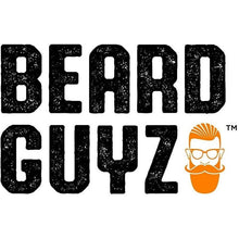 Beard Guyz logo with bold black text and orange bearded man icon