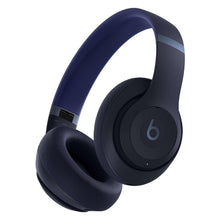 Navy over-ear wireless headphones with cushioned ear cups and headband
