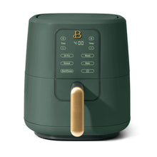 3 Qt air fryer in thyme green, gold handle and digital control display window