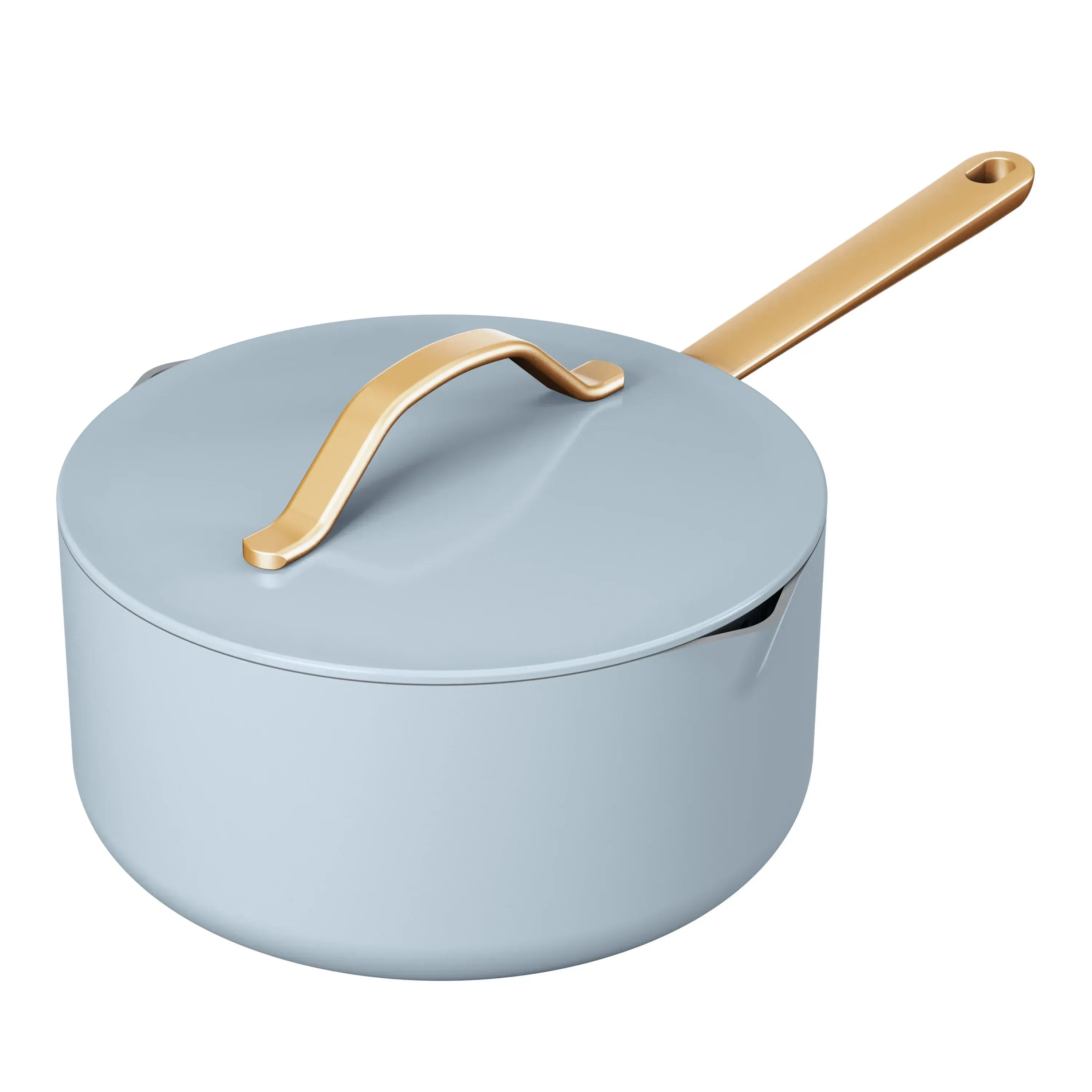 Beautiful 3 Quart Ceramic Non-Stick Covered Sauce Pan with Strainer Lid, Black Sesame by Drew Barrymore