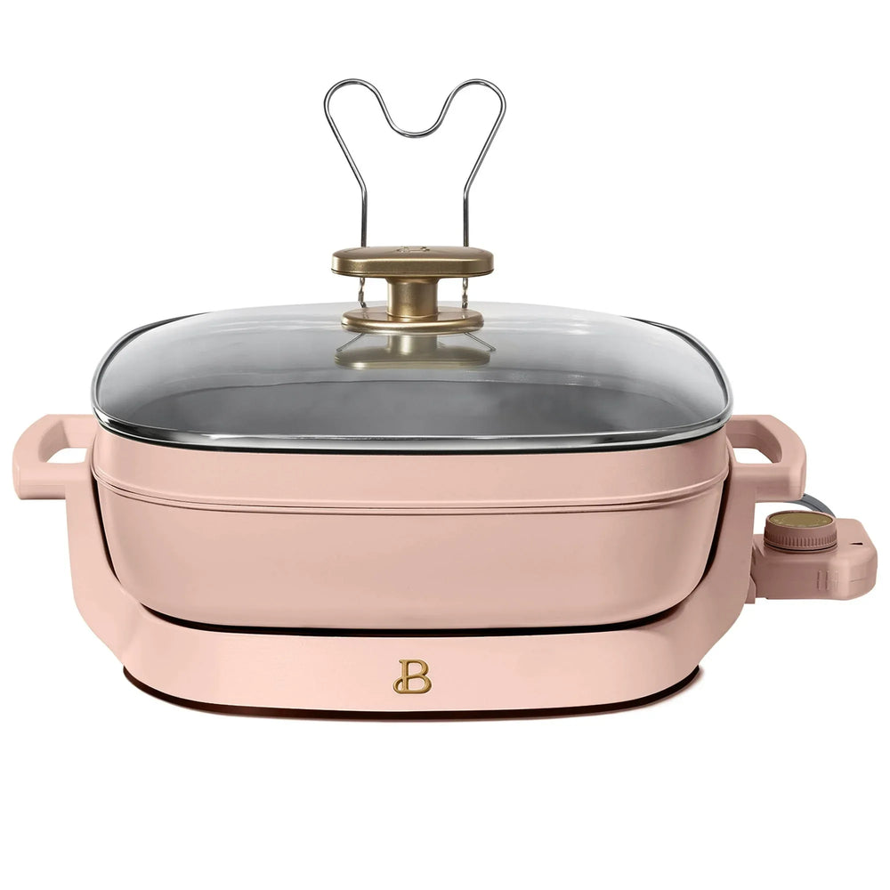 Beautiful 5 in 1 Electric Skillet - Expandable up to 7 Qt with Glass Lid, Black Sesame by Drew Barrymore - USA MEGA SHOP