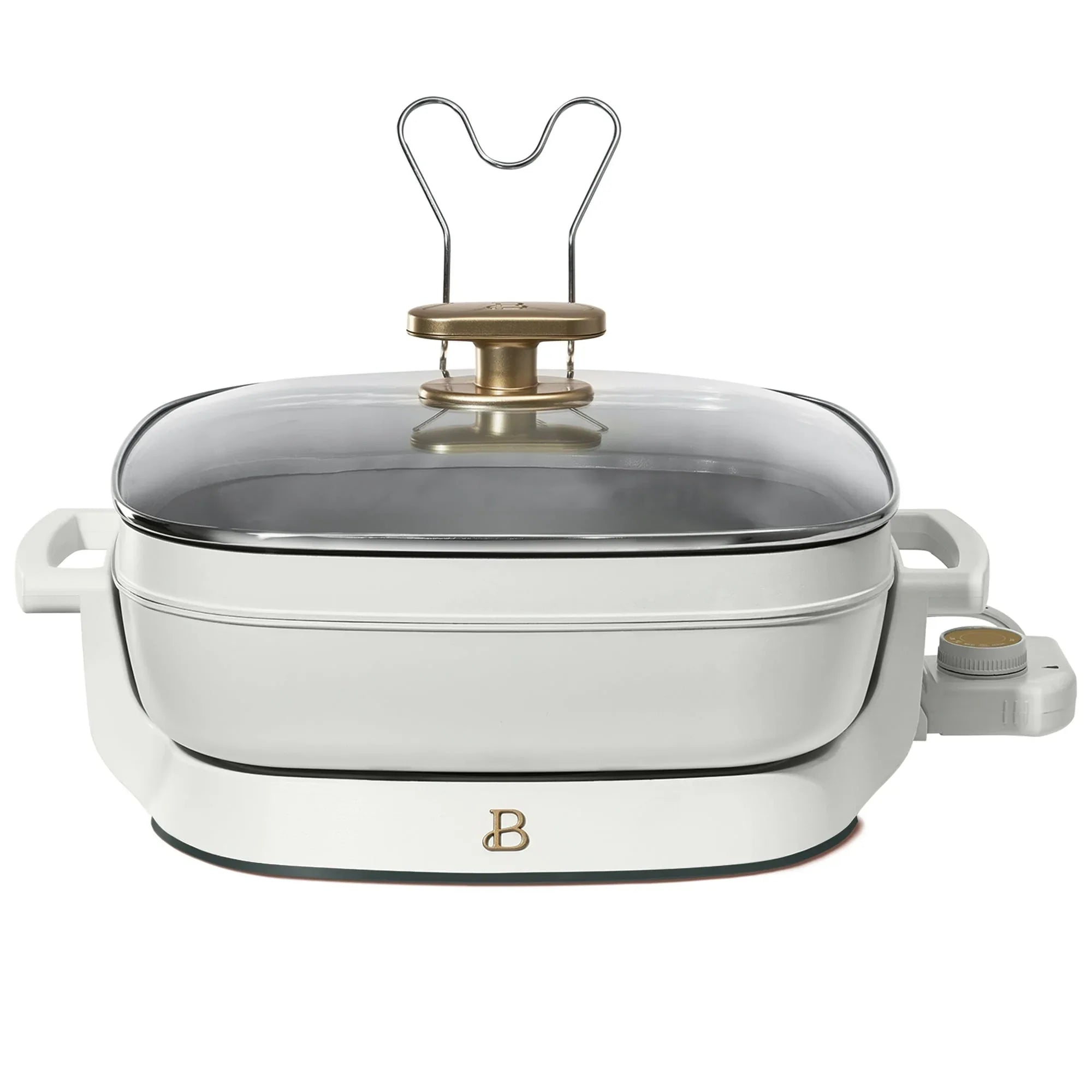 Beautiful 5 in 1 Electric Skillet - Expandable up to 7 Qt with Glass Lid, Black Sesame by Drew Barrymore - USA MEGA SHOP