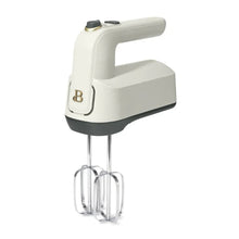 Drew Barrymore 6-speed electric hand mixer, white with chrome beaters