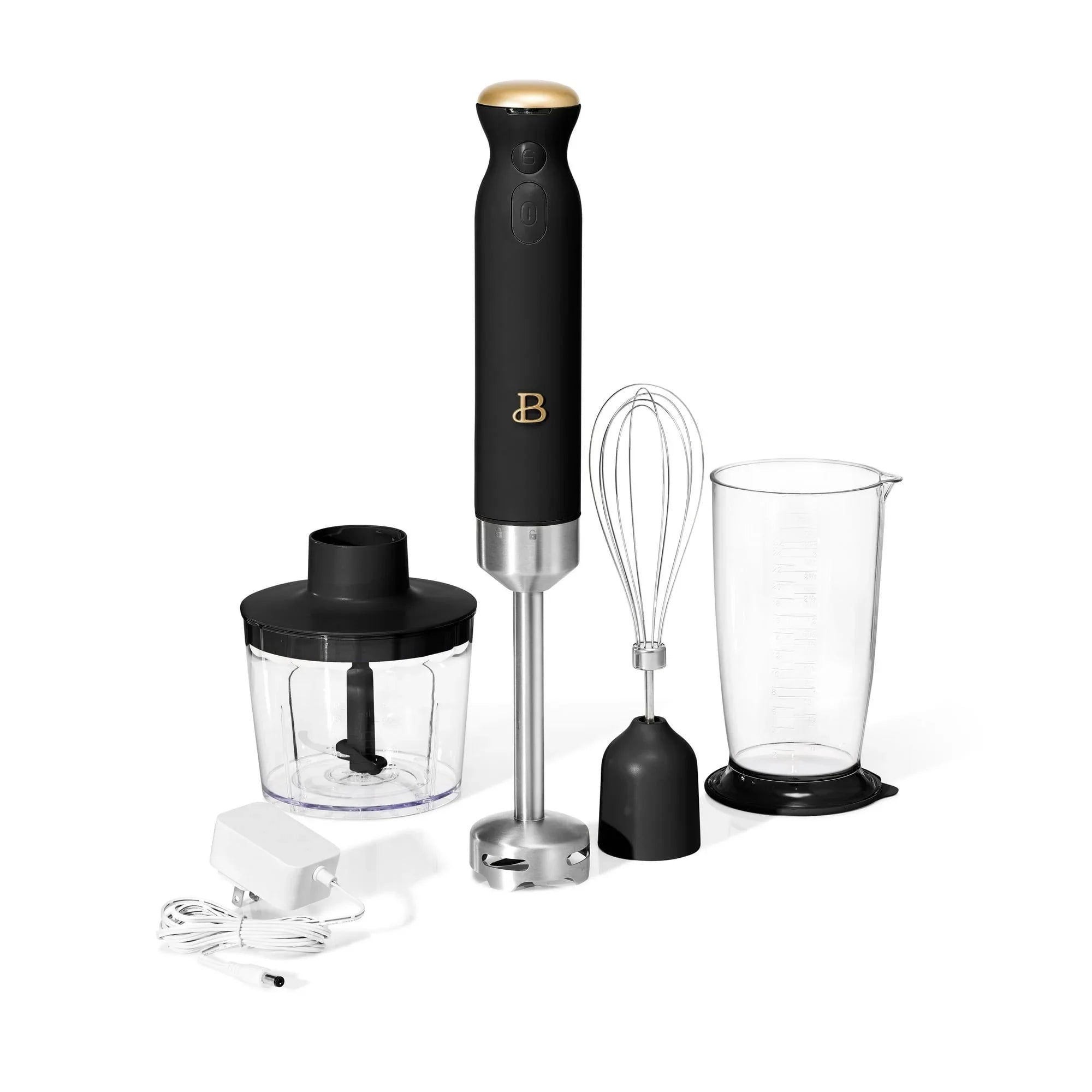 Beautiful Cordless Immersion Blender with Chopper, Whisk & Measuring Cup, White Icing by Drew Barrymore - USA MEGA SHOP
