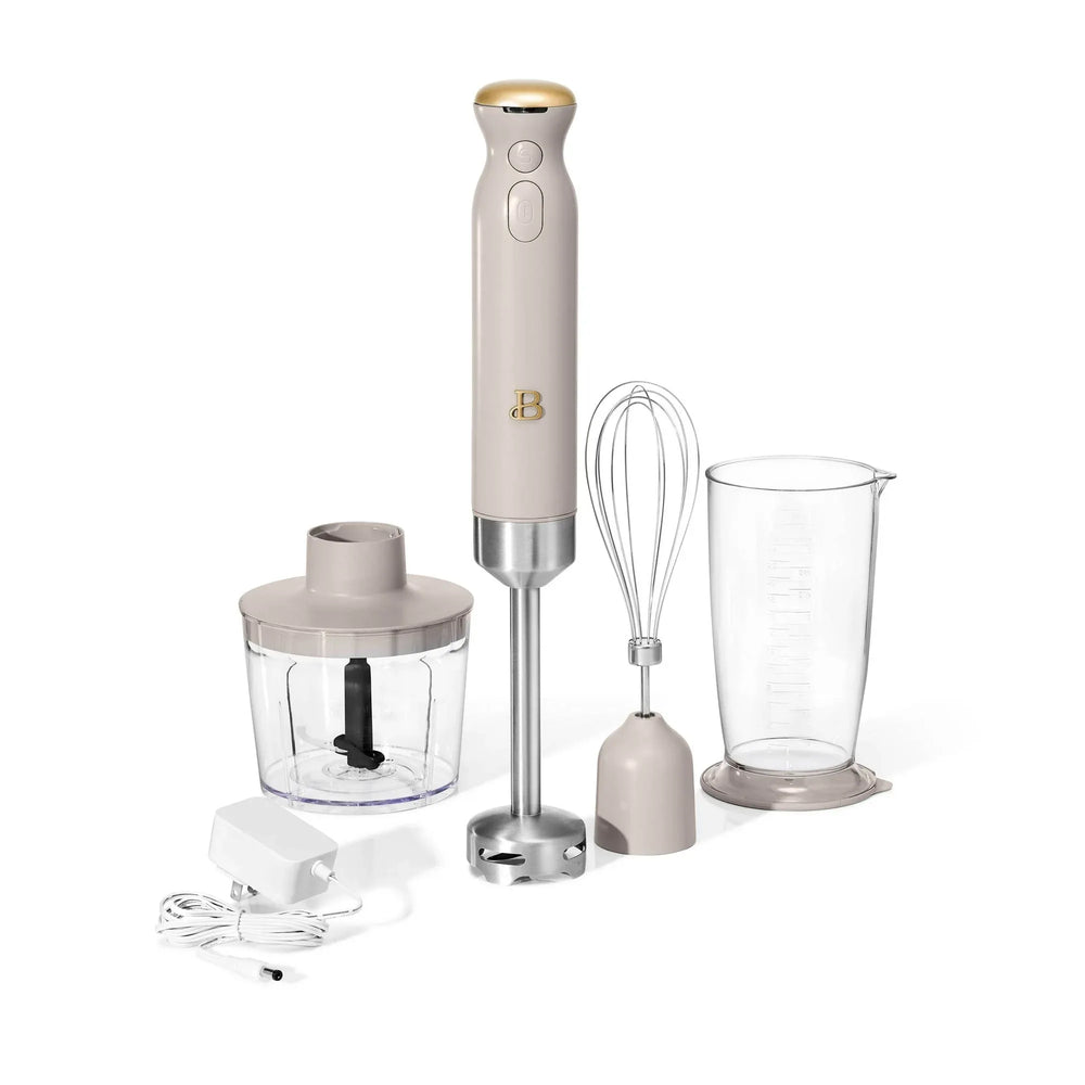 Beautiful Cordless Immersion Blender with Chopper, Whisk & Measuring Cup, White Icing by Drew Barrymore - USA MEGA SHOP
