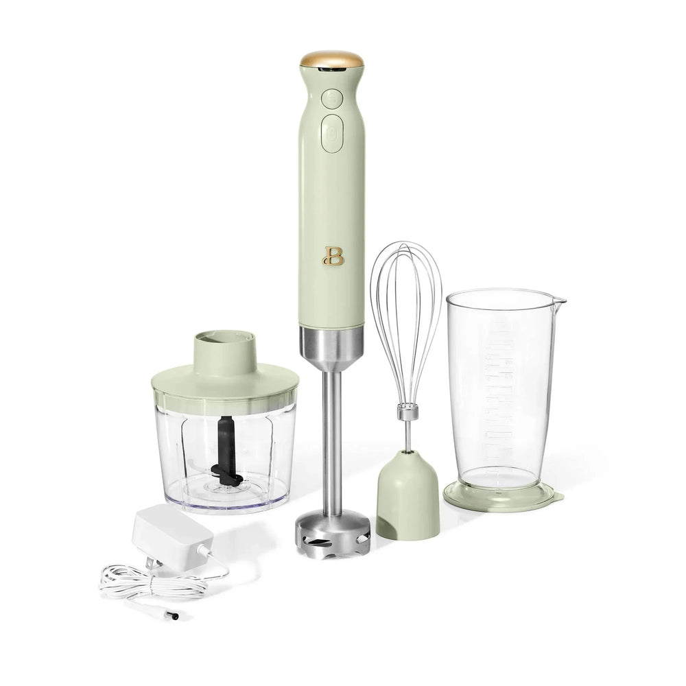 Beautiful Cordless Immersion Blender with Chopper, Whisk & Measuring Cup, White Icing by Drew Barrymore - USA MEGA SHOP