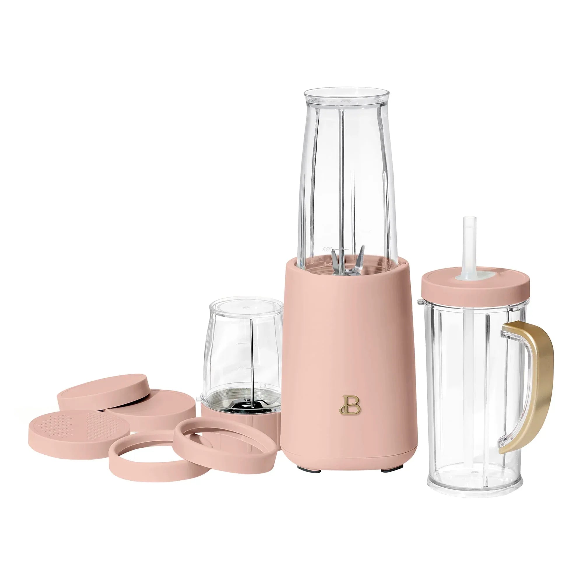 Beautiful Personal Blender Set with 12 Pieces, 240 W, Rose by Drew Barrymore