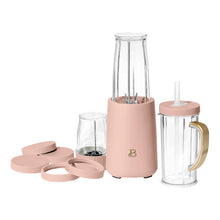 Rose personal blender base with clear blending jar and matching sipping lid cup