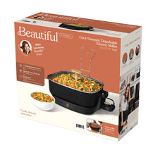 Beautiful electric skillet product box showing the black skillet and included accessories