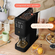 Beautiful by Drew Barrymore coffee maker with open bean hopper and built-in burr grinder