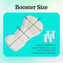 Ultra long incontinence booster pad size diagram with measurements 7 in, 5.5 in, and 16 in
