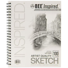 Bee Paper - Bee Inspired 9"x12" Sketching Paper Pad, 100 Sheets, Side Wire, 50lb. 74GSM