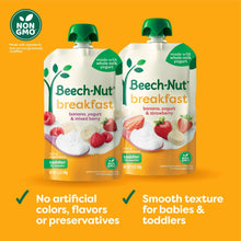 Beech-Nut breakfast banana, yogurt & mixed berry pouches (2-pack shown), non-GMO