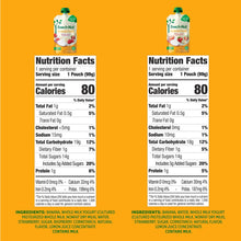 Beech-Nut breakfast pouches Nutrition Facts panels, two flavors shown