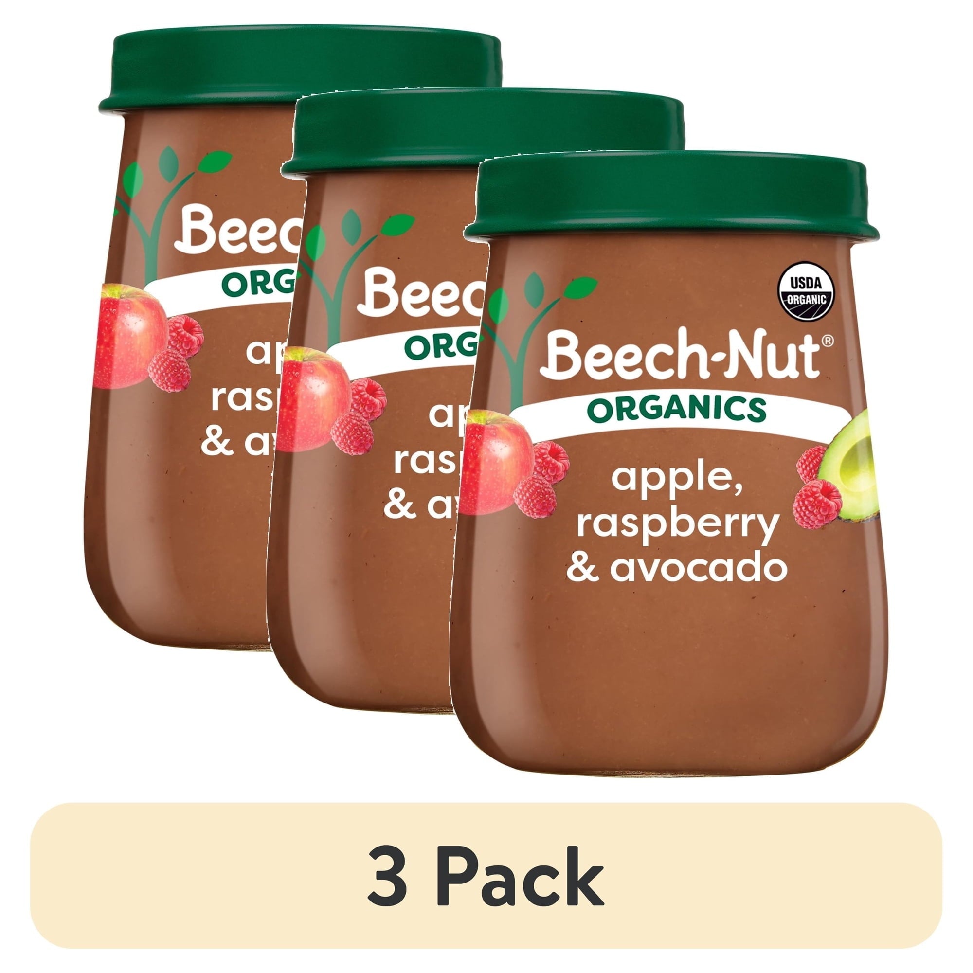Beech-Nut Organics Stage 2 Organic Baby Food, Apple Raspberries & Avocado, 4oz Jar