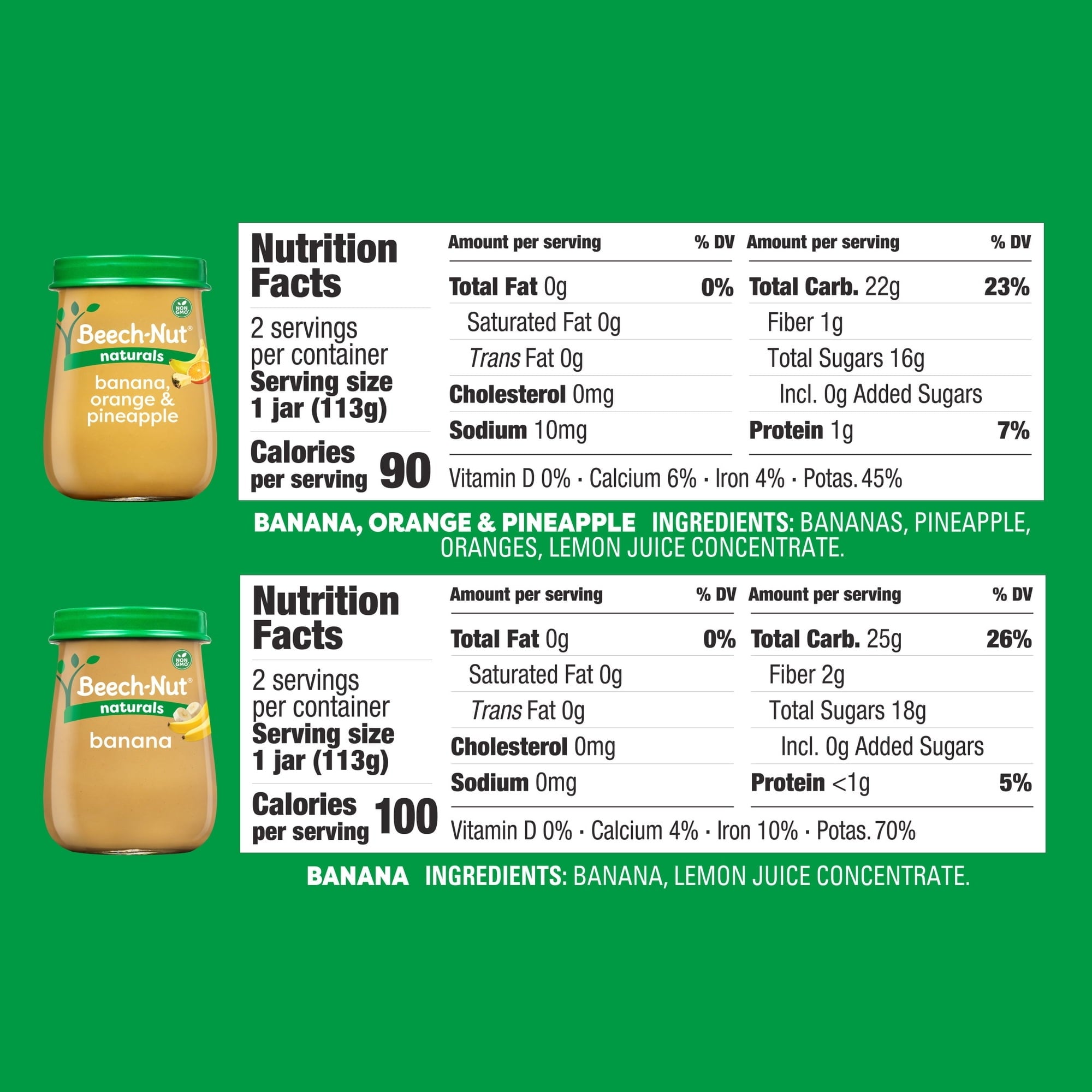 Beech-Nut Organics Stage 2 Tropical Adventure Baby Food Variety Pack, 4 oz Jars, 8 Pack