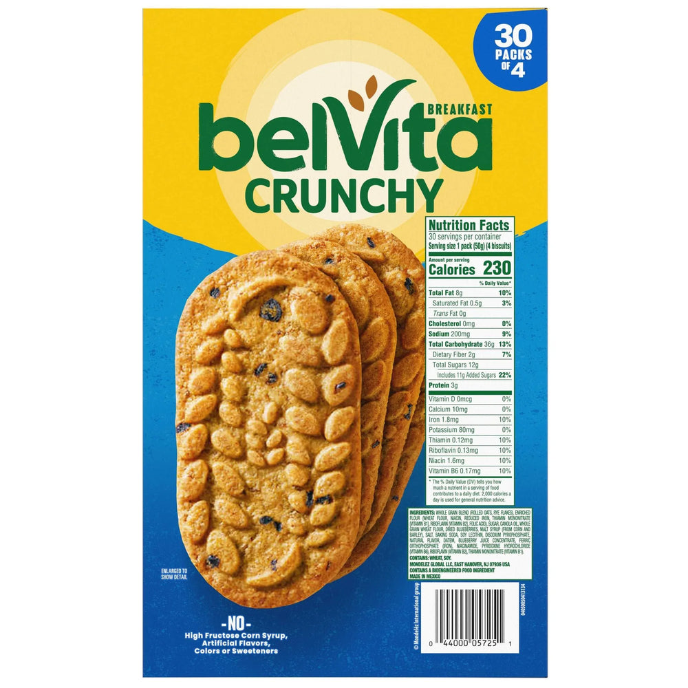 BelVita Breakfast Biscuits, Blueberry, 1.76 oz, 30-count - USA MEGA SHOP