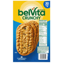 BelVita crunchy blueberry biscuit box with Nutrition Facts panel