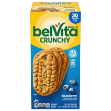BelVita crunchy blueberry breakfast biscuit box, 30-count, front view