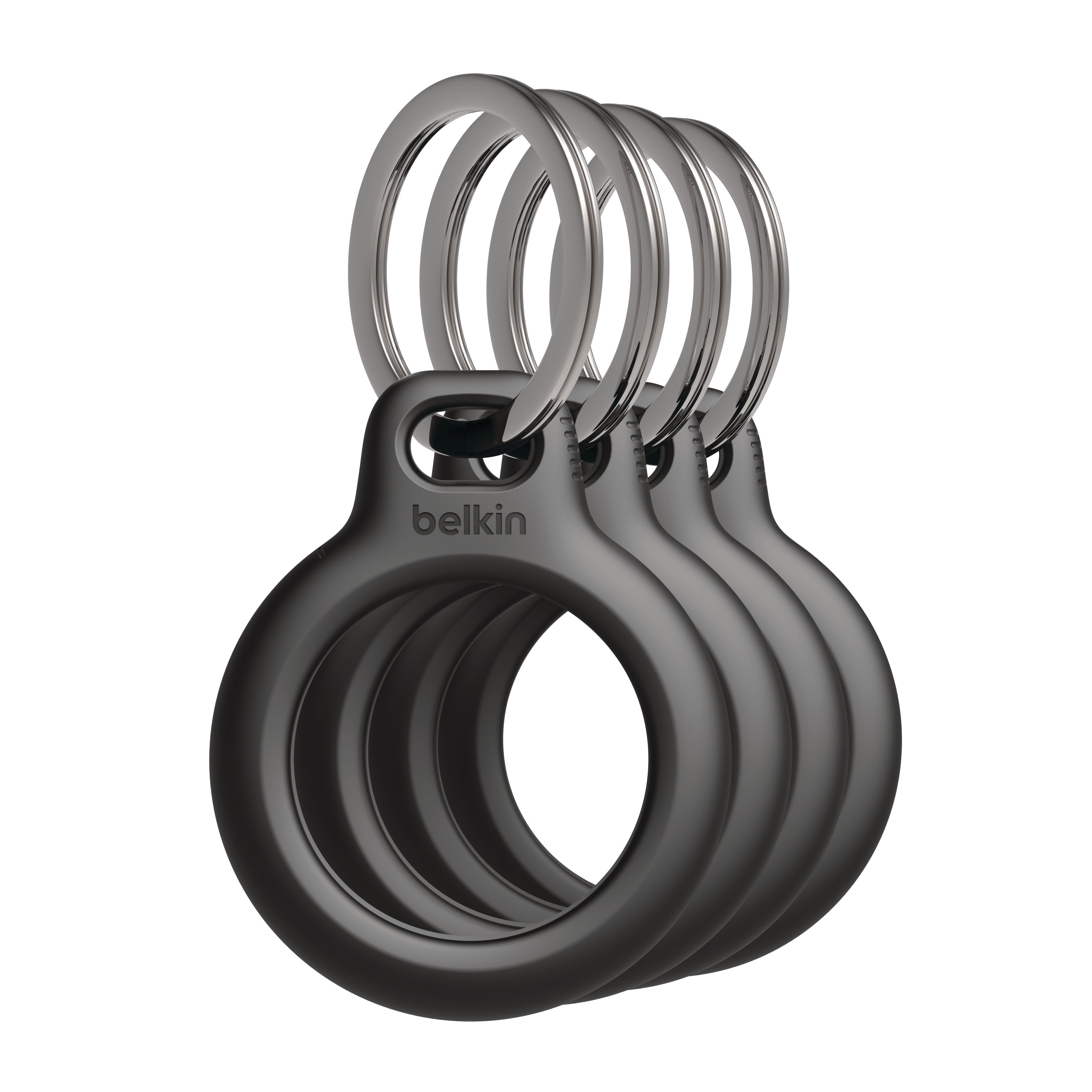 Belkin Apple AirTag Secure Holder with Key Ring Cases 4-Pack Black