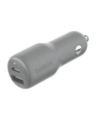 Belkin BoostCharge 42-Watt Dual Port Fast Car Charger w/30W USB-C & 12W USB-A Ports for iPhone 16, 16 Pro, Galaxy S25, S24, Pixel 9 & 8, Nintendo Switch 2 & More - Gray