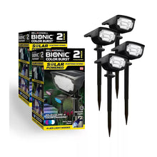 Solar LED landscape light set with four adjustable spotlights and retail box