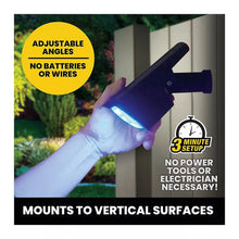 Adjustable-angle solar landscape LED spotlight on a stake with cool blue light