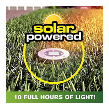 Bronze solar disk light on grass, round face with built-in solar panel