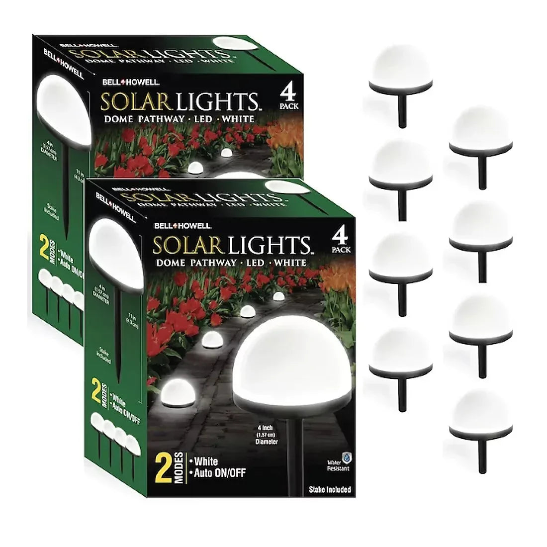 Bell + Howell Solar Dome Pathway Lights, 2x4 pk. (8 Total)