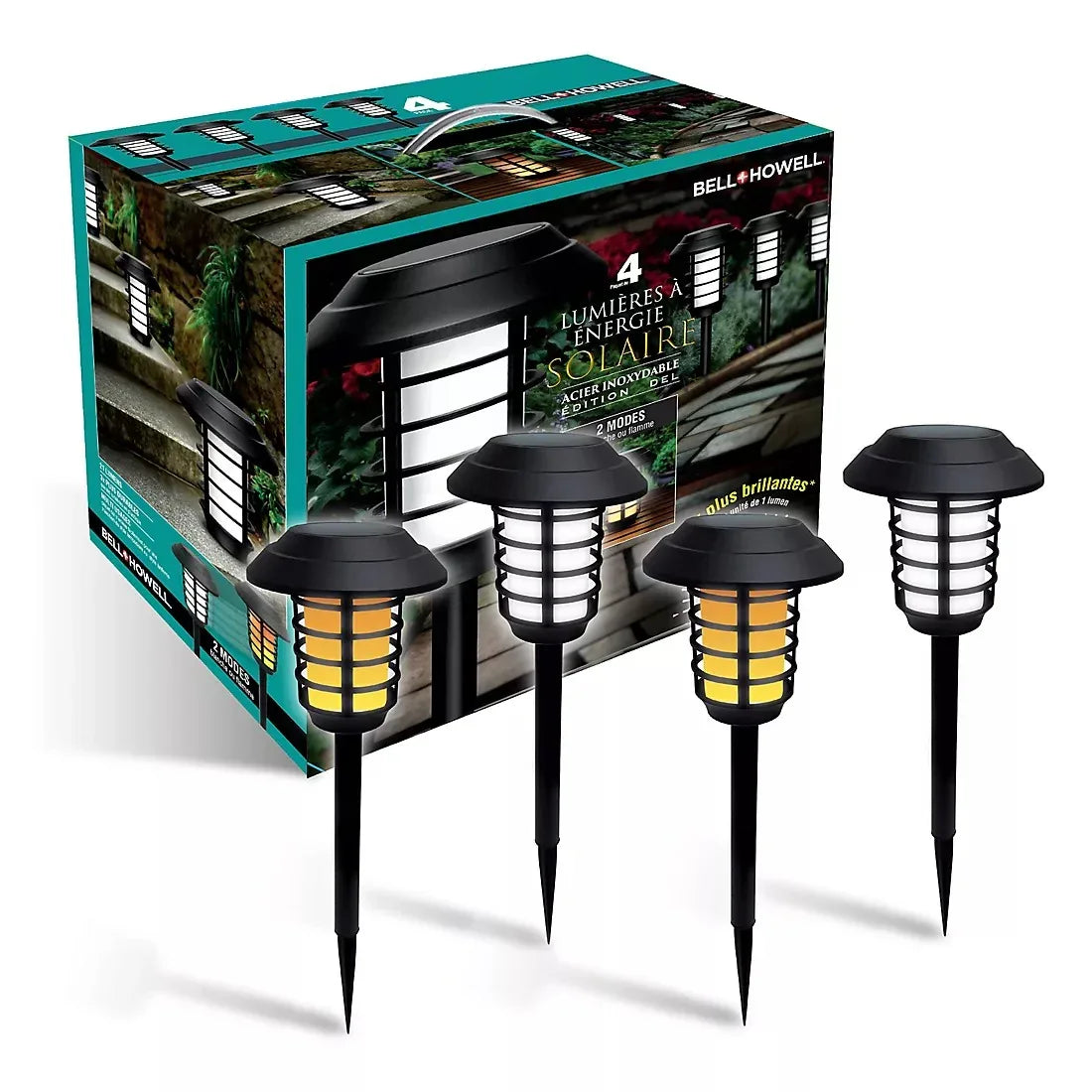 Bell + Howell Solar Pathway Lights, 4 pk. - Stainless Steel