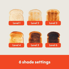 Toasting shade guide showing 6 bread browning levels