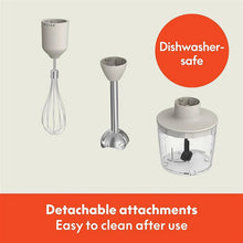 Immersion blender system with detachable attachments and blending cup
