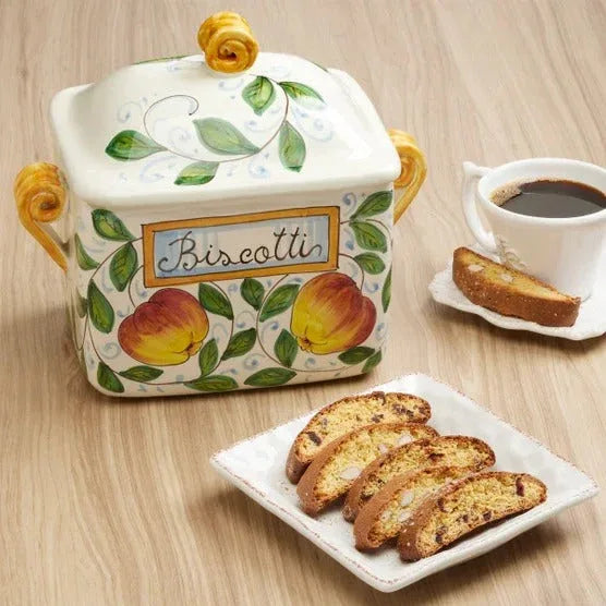Belli Biscotti Hand Painted Ceramic Jar, Italian Semi Soft Biscotti, 2-pack, 17.6 oz. total - USA MEGA SHOP
