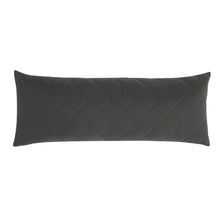 Quilted cooling body pillow, dark gray rectangle, diamond stitched top with flat ends