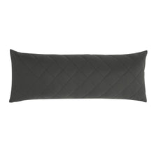 Dark gray diamond-quilted body pillow with stitched channels